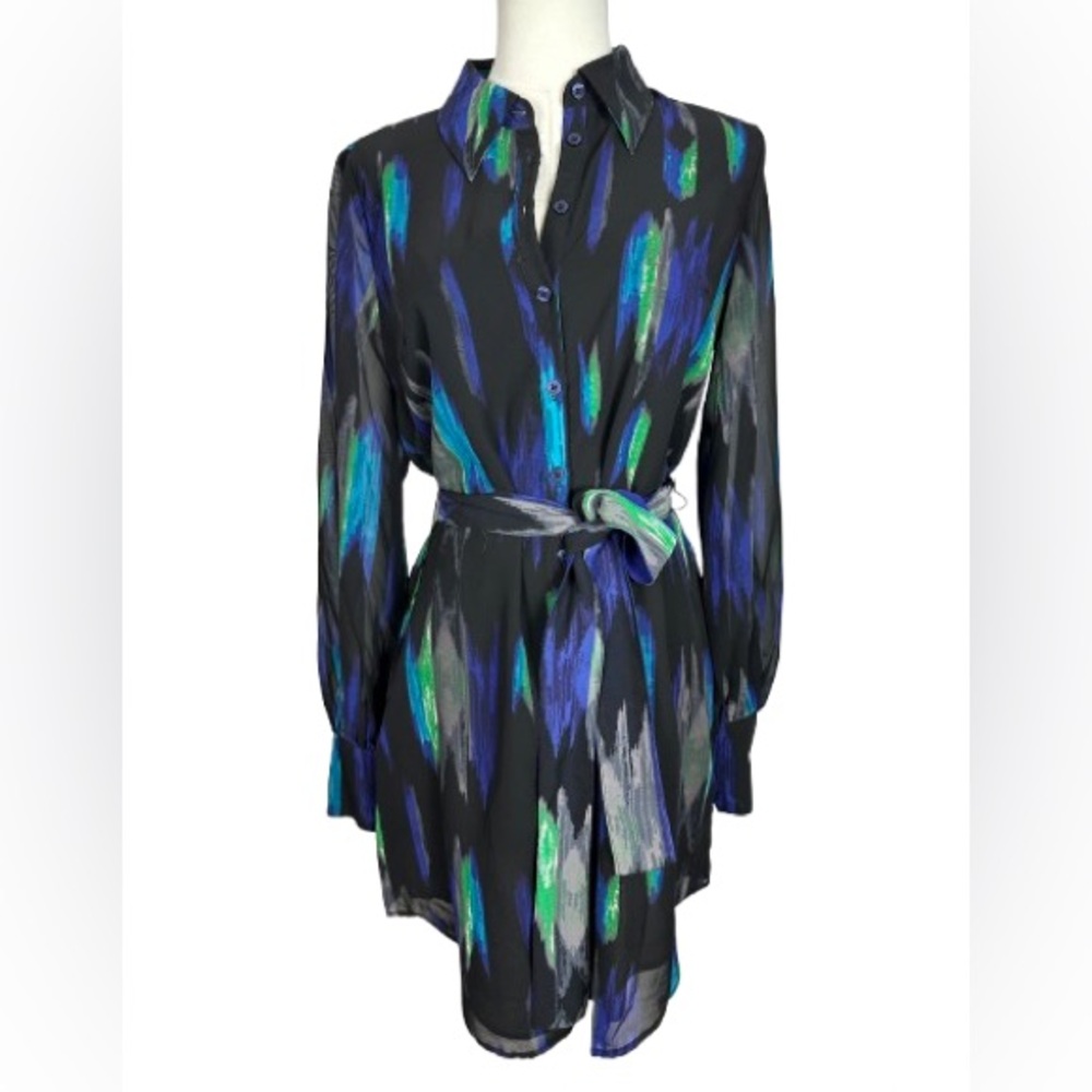 Kirna Zabete at Target Black Shirt Dress with Blue and Green Brushstroke Print